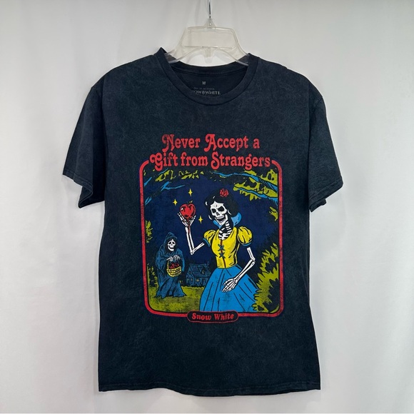 NWOT Dia De Muertos Scull Graphic Print T-Shirt Sz Medium Black Washed Out - Picture 1 of 5